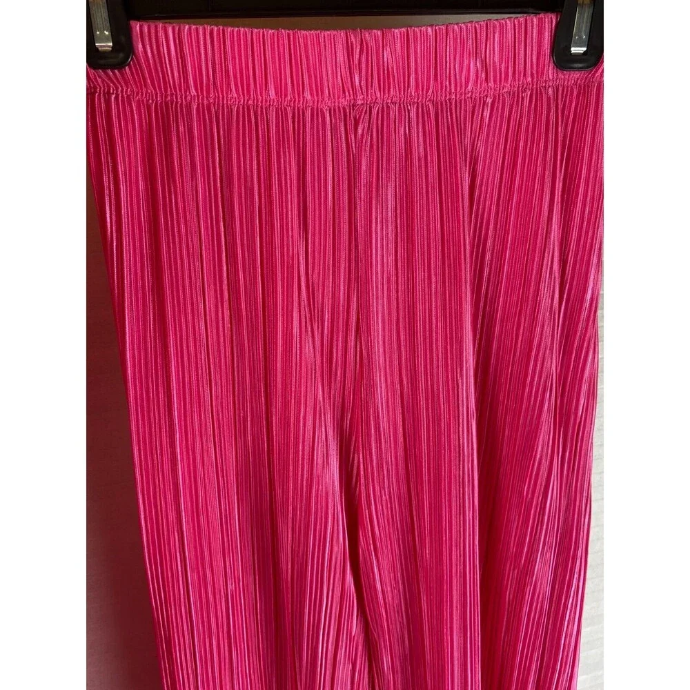 Fashion Nova 2pc Pants Top Sz S Pink Ribbed Long Sleeve Button Down V-Neck Sheer - Picture 5 of 16